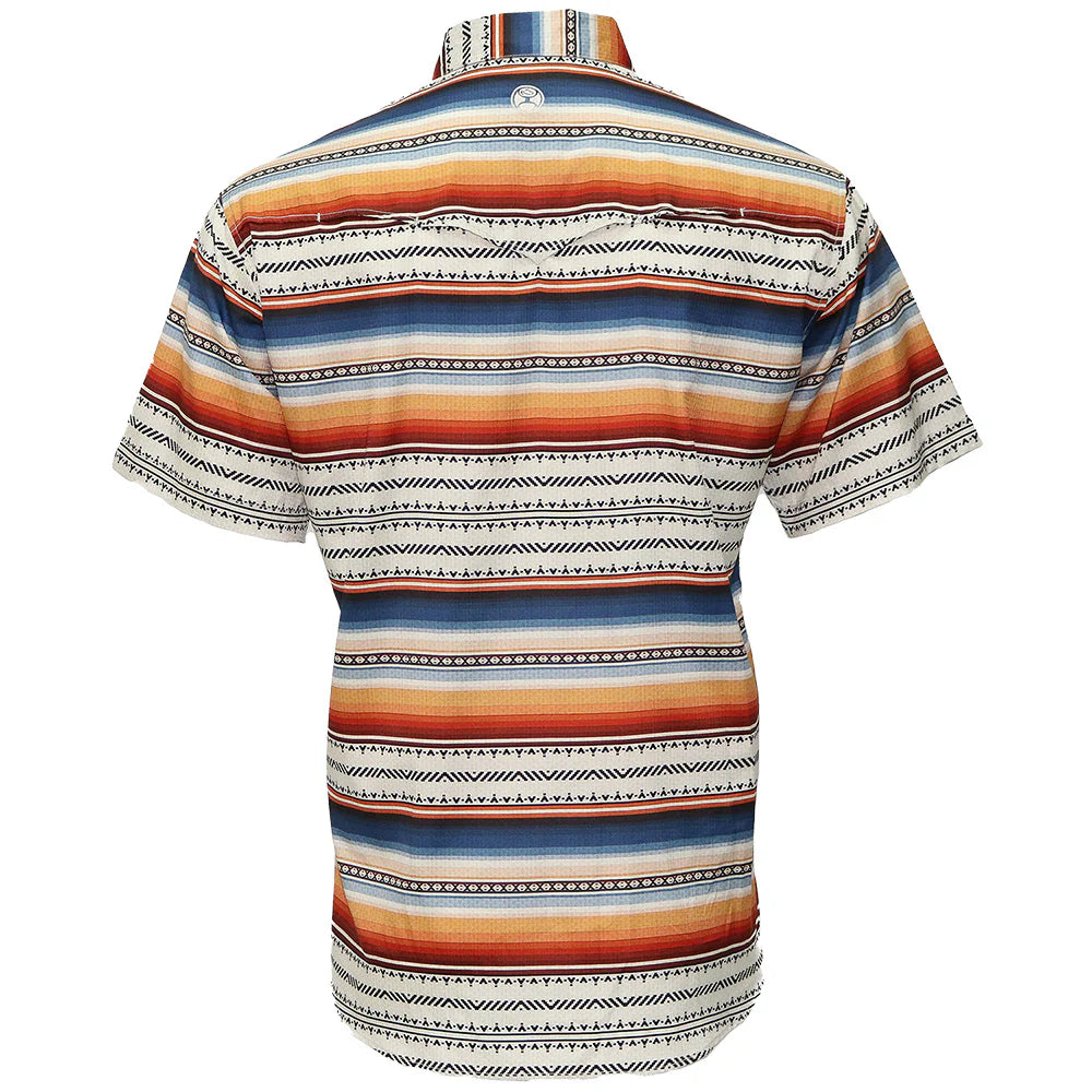 "Sol" Multi Color Serape Short Sleeve Pearl Snap Shirt