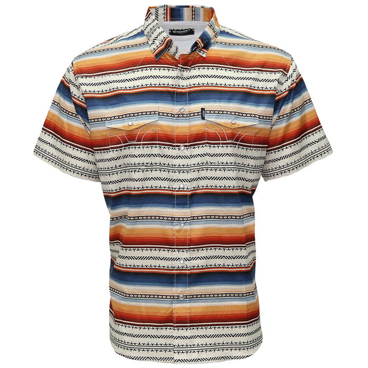 "Sol" Multi Color Serape Short Sleeve Pearl Snap Shirt