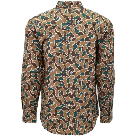 "Maverick" Long Sleeve Pearl Snap Shirt- Duck Camo