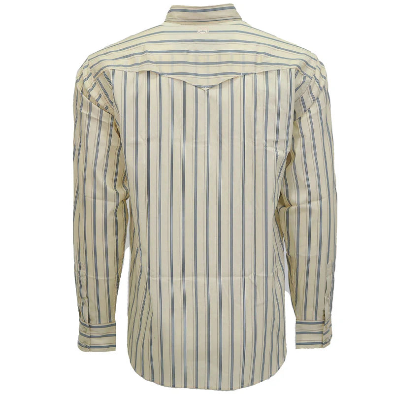 "Maverick" Long Sleeve Pearl Snap Shirt- White Pin Stripes