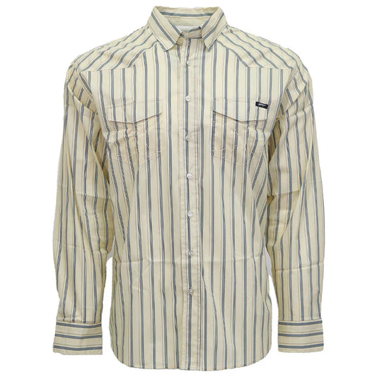 "Maverick" Long Sleeve Pearl Snap Shirt- White Pin Stripes