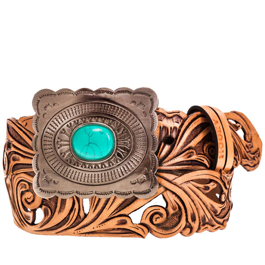 HOOEY "Rogue" Tan w/Filigree Cutouts Women's Belt