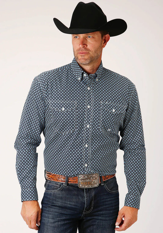Roper Men’s Long Sleeve Button Four Leaf Foulard Western Shirt
