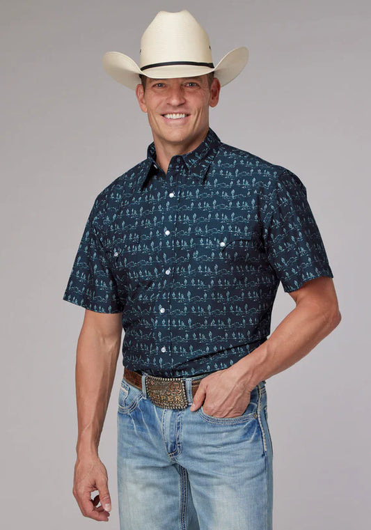 Roper Men’s Desert Stripe Print Button Down