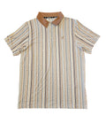 "Weekender" - Grey Cream polo w/ Vertical Stripes
