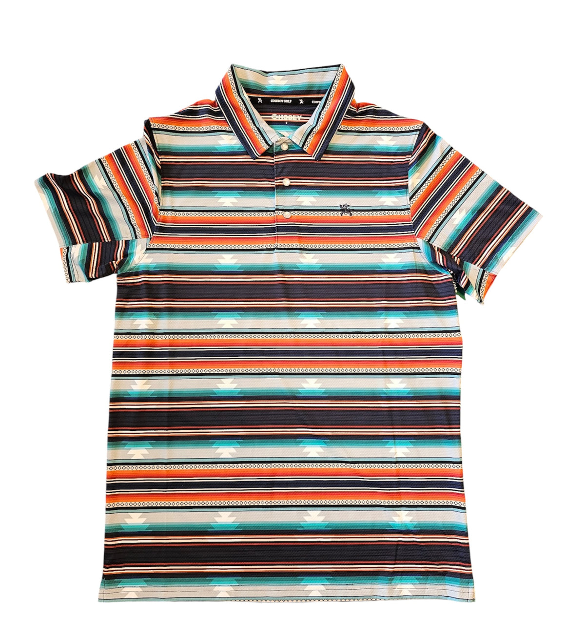 "Drive" Polo - Blue and Red Aztec