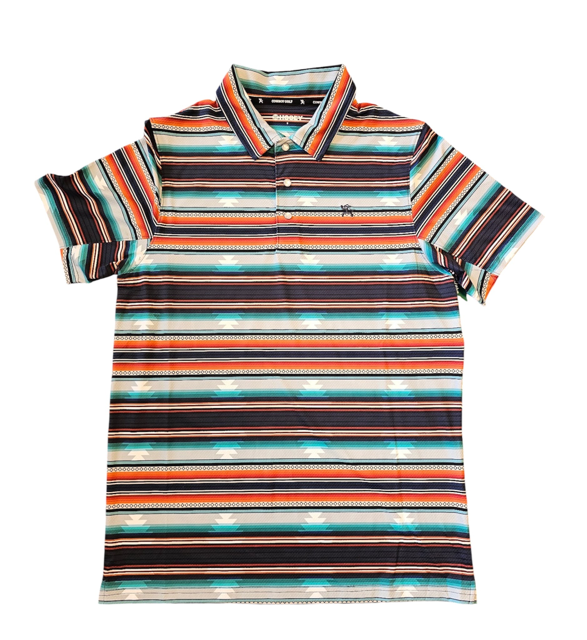 "Drive" Polo - Blue and Red Aztec