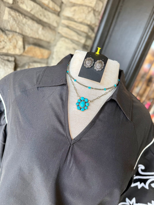 Simple Turquoise Stone Necklace