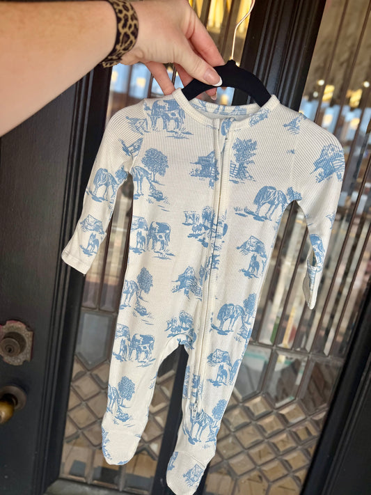 Blue Farm Toile Footie