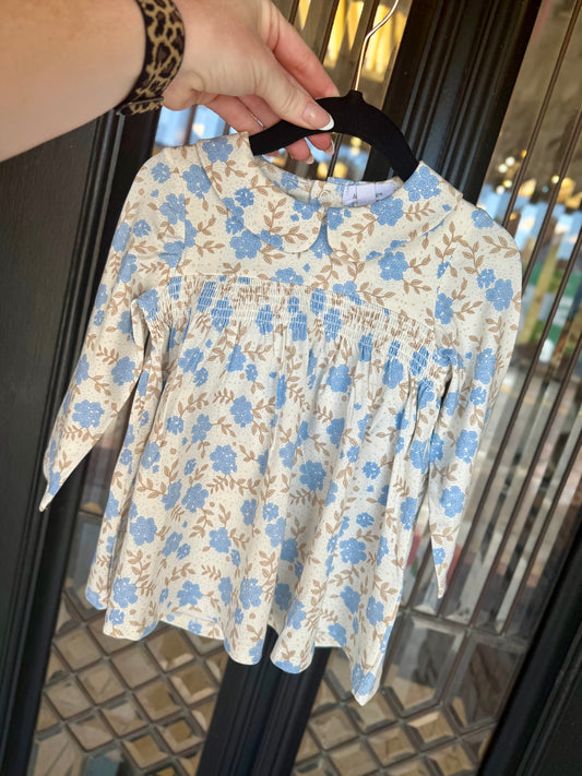 Baby Blue Floral Dress & Diaper Cover