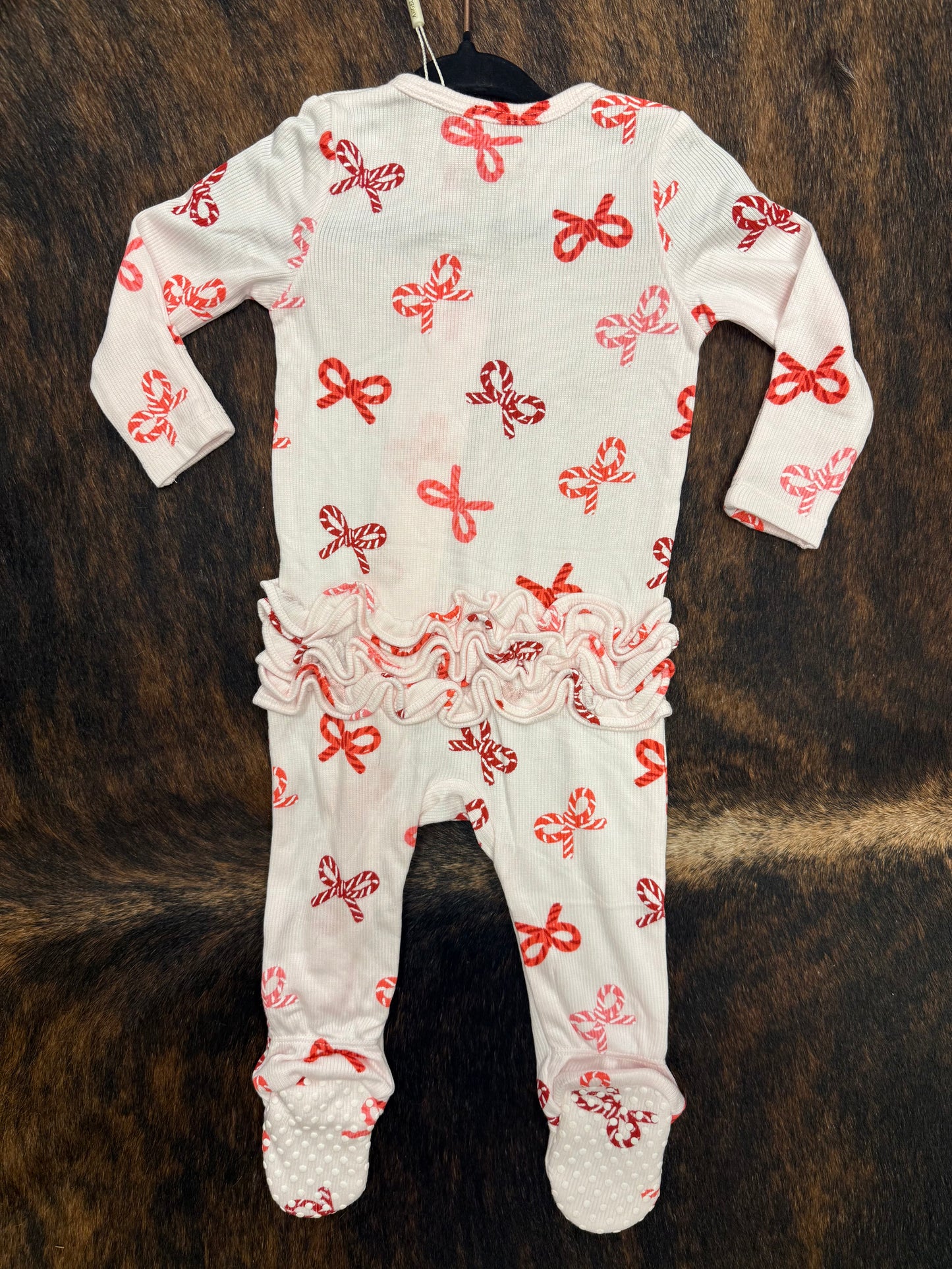 Candy Cane Bows Footie