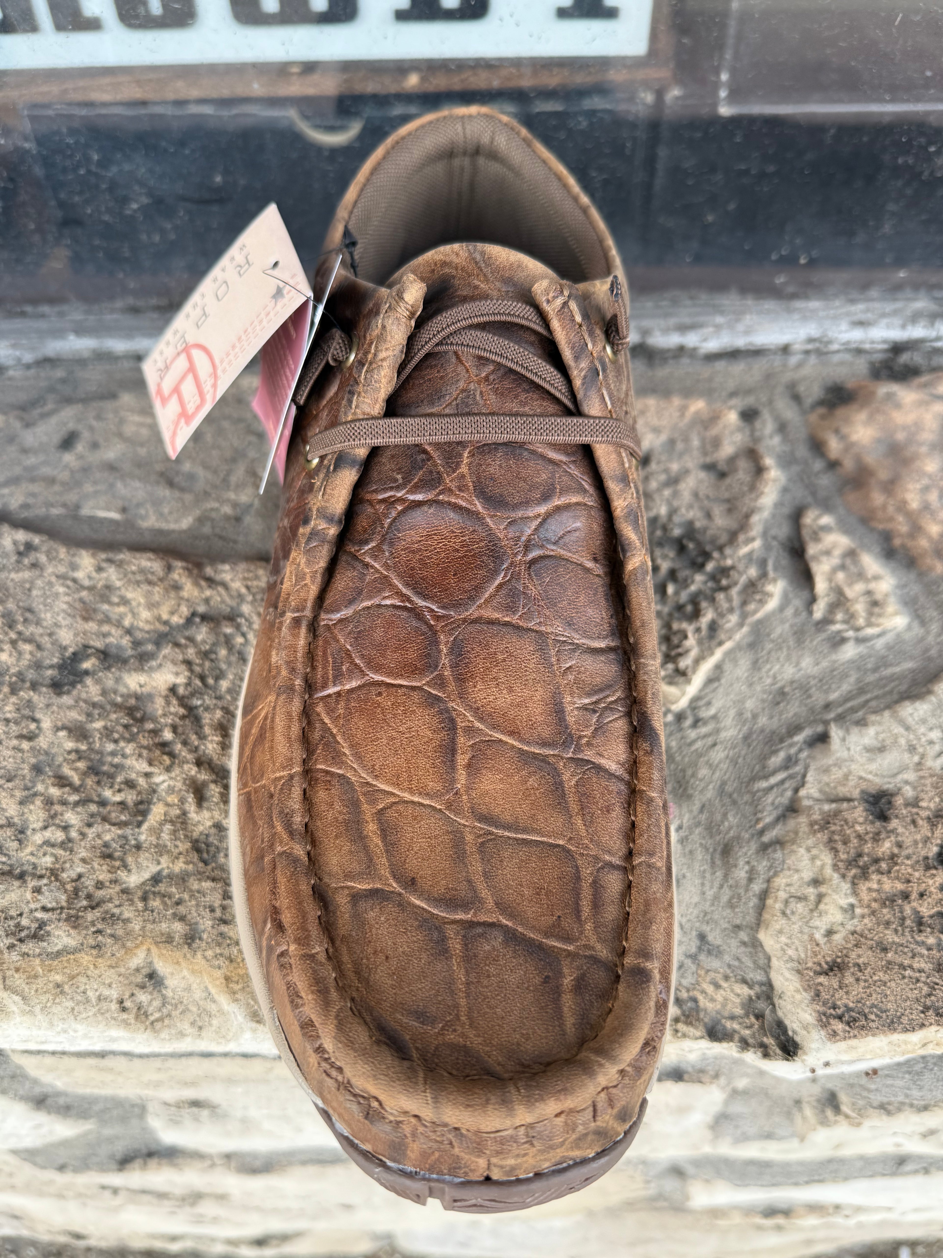 Roper Brown Turtle Embossed Leather Footwear