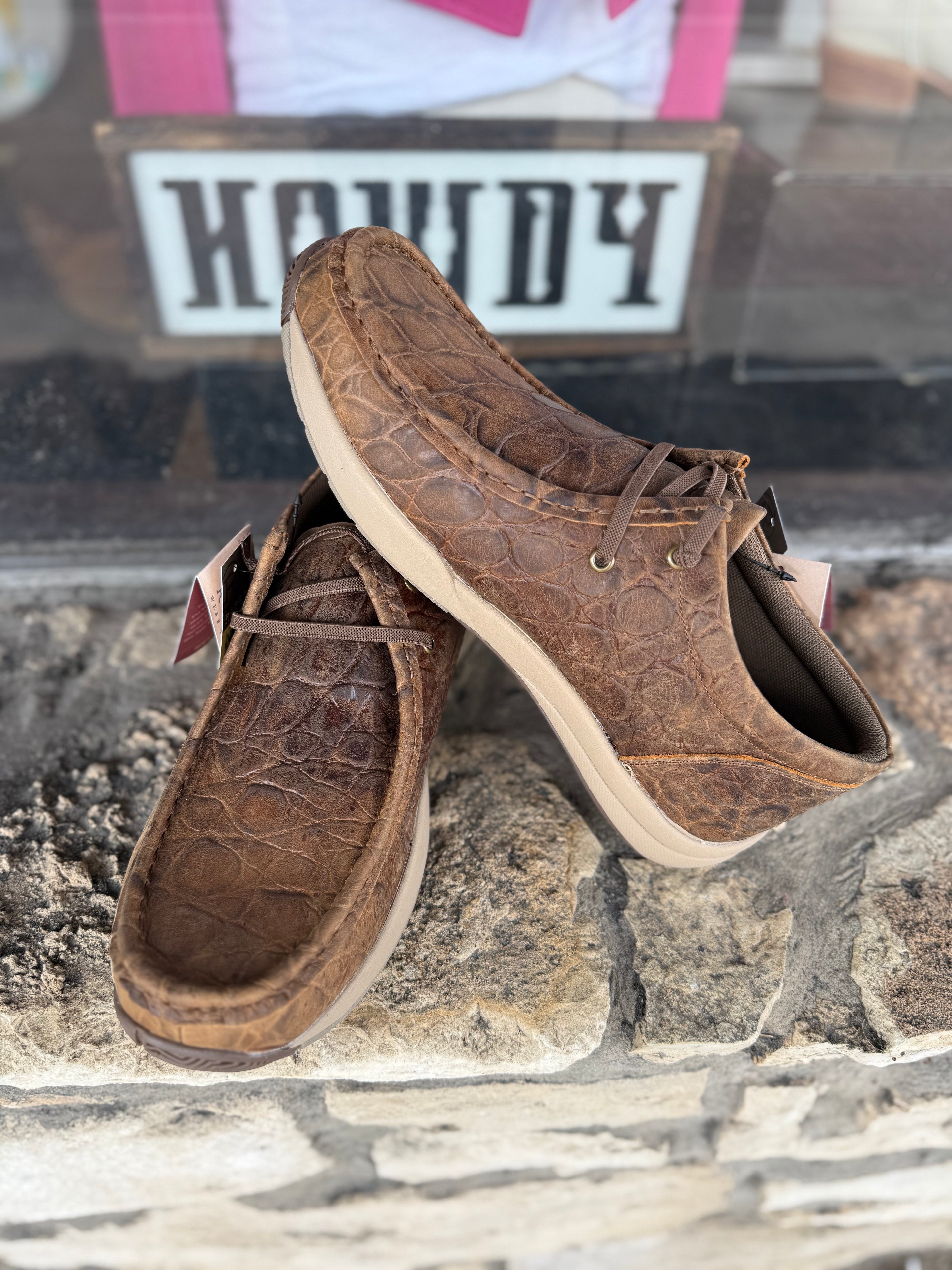 Roper Brown Turtle Embossed Leather Footwear
