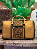 Light Leather Rolling Hand Tooled Duffel