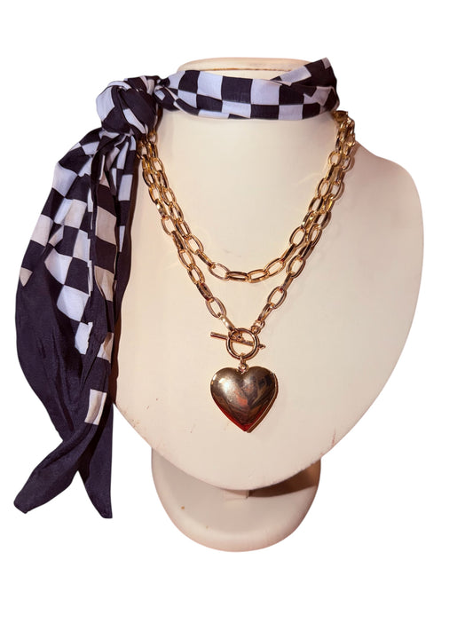 Layered Gold Heart Pendant Necklace