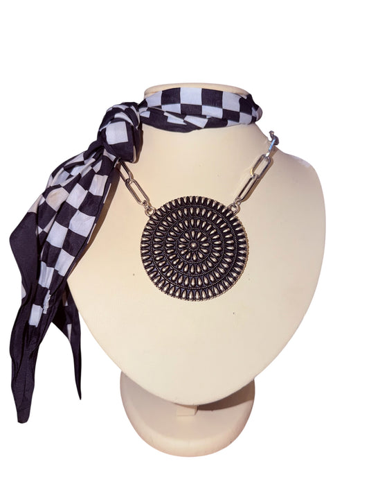 Paperclip Chain Concho Necklace