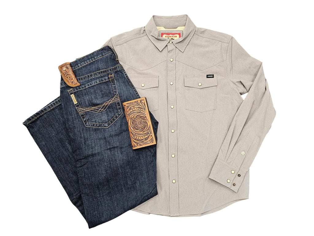 CINCH Men's Stretch Ripstop Camp Shirt