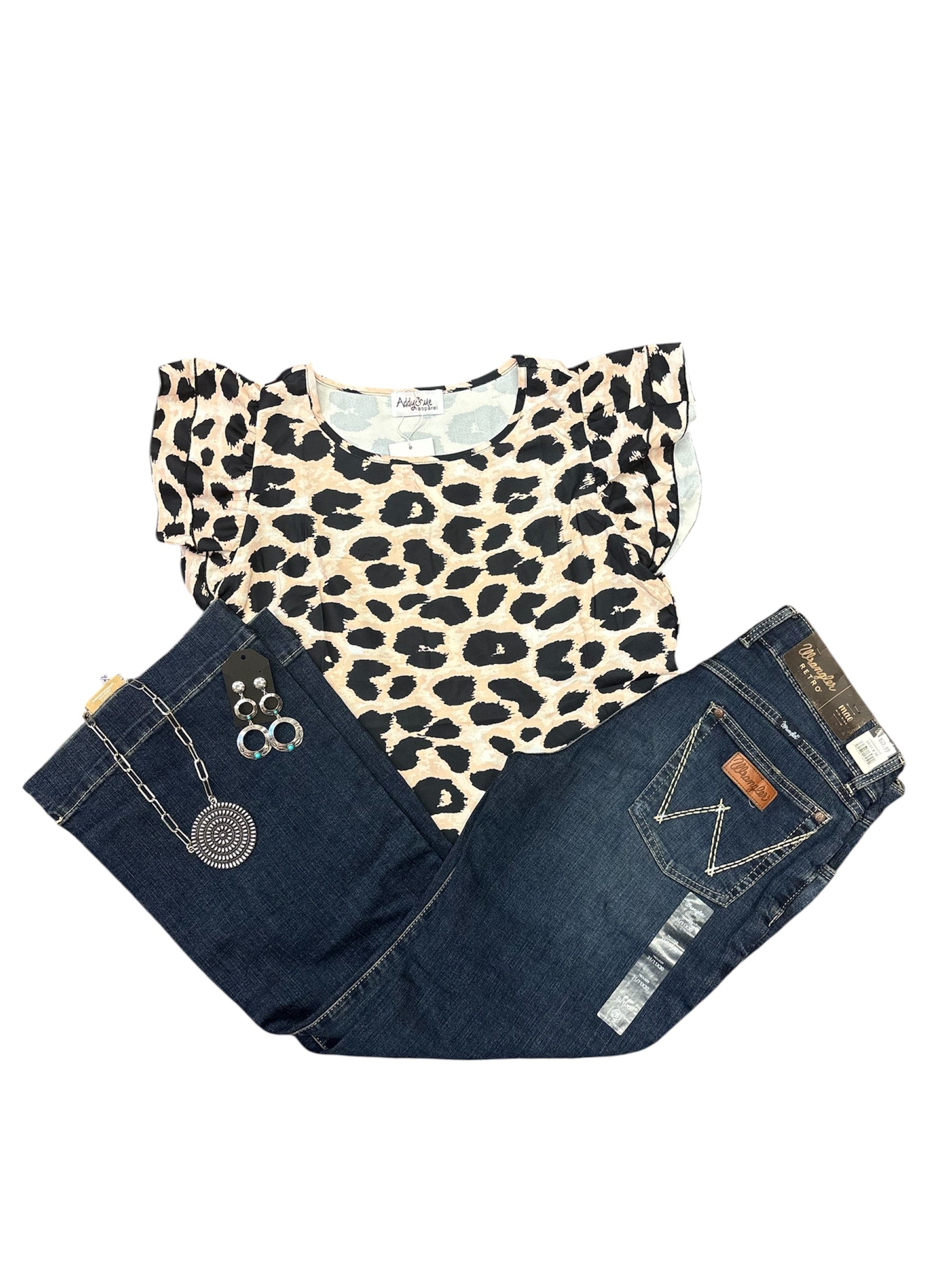 Rose Leopard Puff Sleeve Blouse
