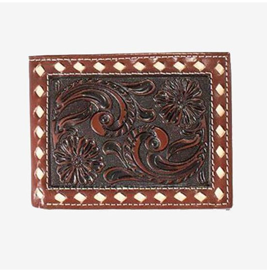 Ariat Chocolate Brown Tooled Inlay Bifold Wallet