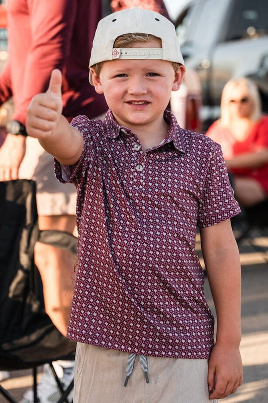 Burlebo Youth Polo - Texas - Maroon & Grey