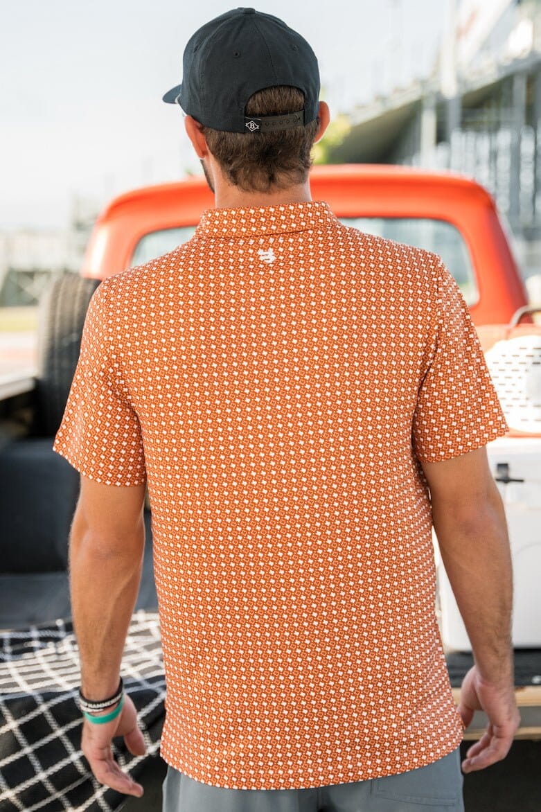 Burlebo Performance Polo - Texas Orange & White