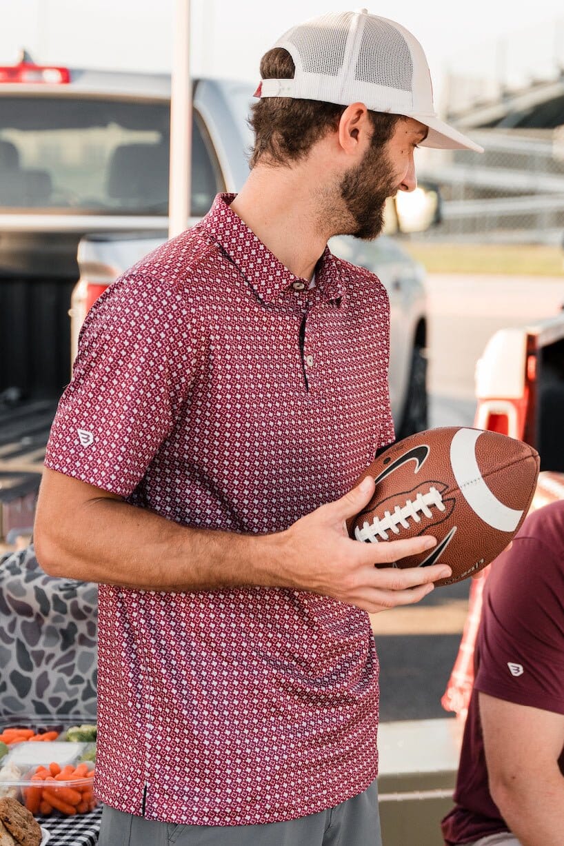 Burlebo Performance Polo - Texas Maroon & Grey