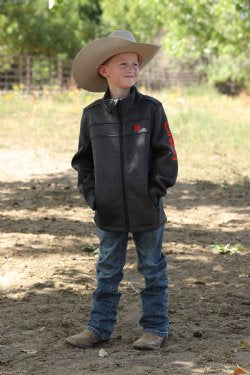 BOY'S BONDED SWEATER KNIT JACKET - CHARCOAL