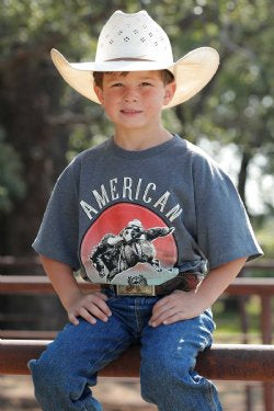 BOY'S AMERICAN CINCH TEE - CHARCOAL