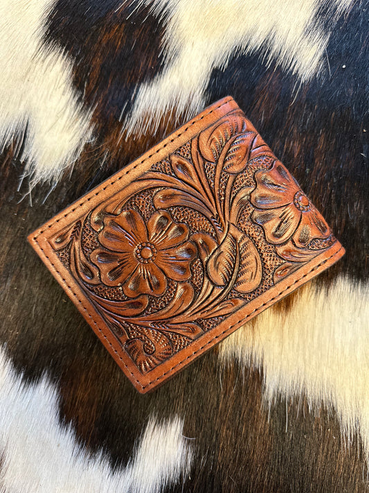 Light Tooled Leather Wallet