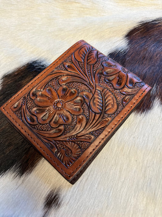 Dark Tooled Leather Wallet
