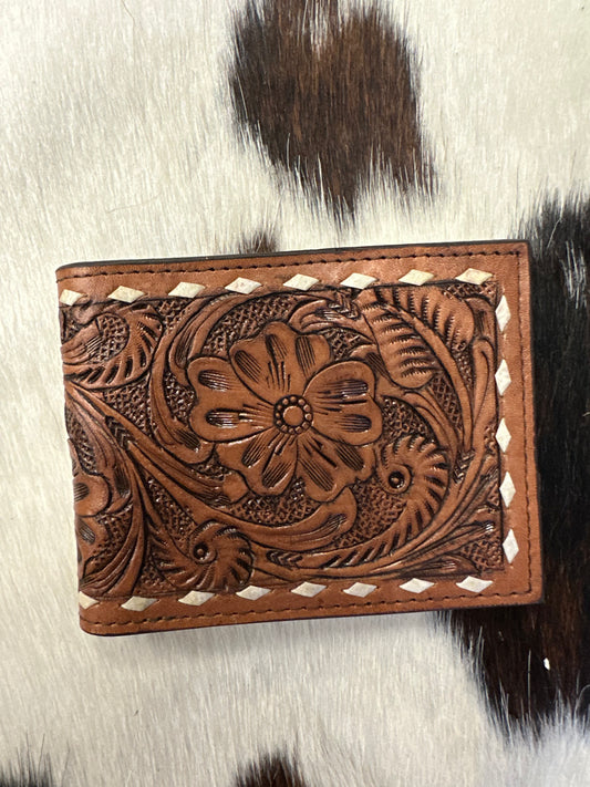 Tooled Leather with Buckstitch Wallet