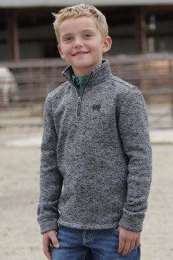 KIDS 1/4 ZIP PULLOVER - GRAY
