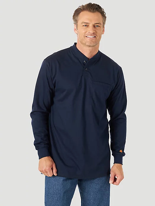 WRANGLER® FR FLAME-RESISTANT LONG SLEEVE LIGHTWEIGHT HENLEY NAVY