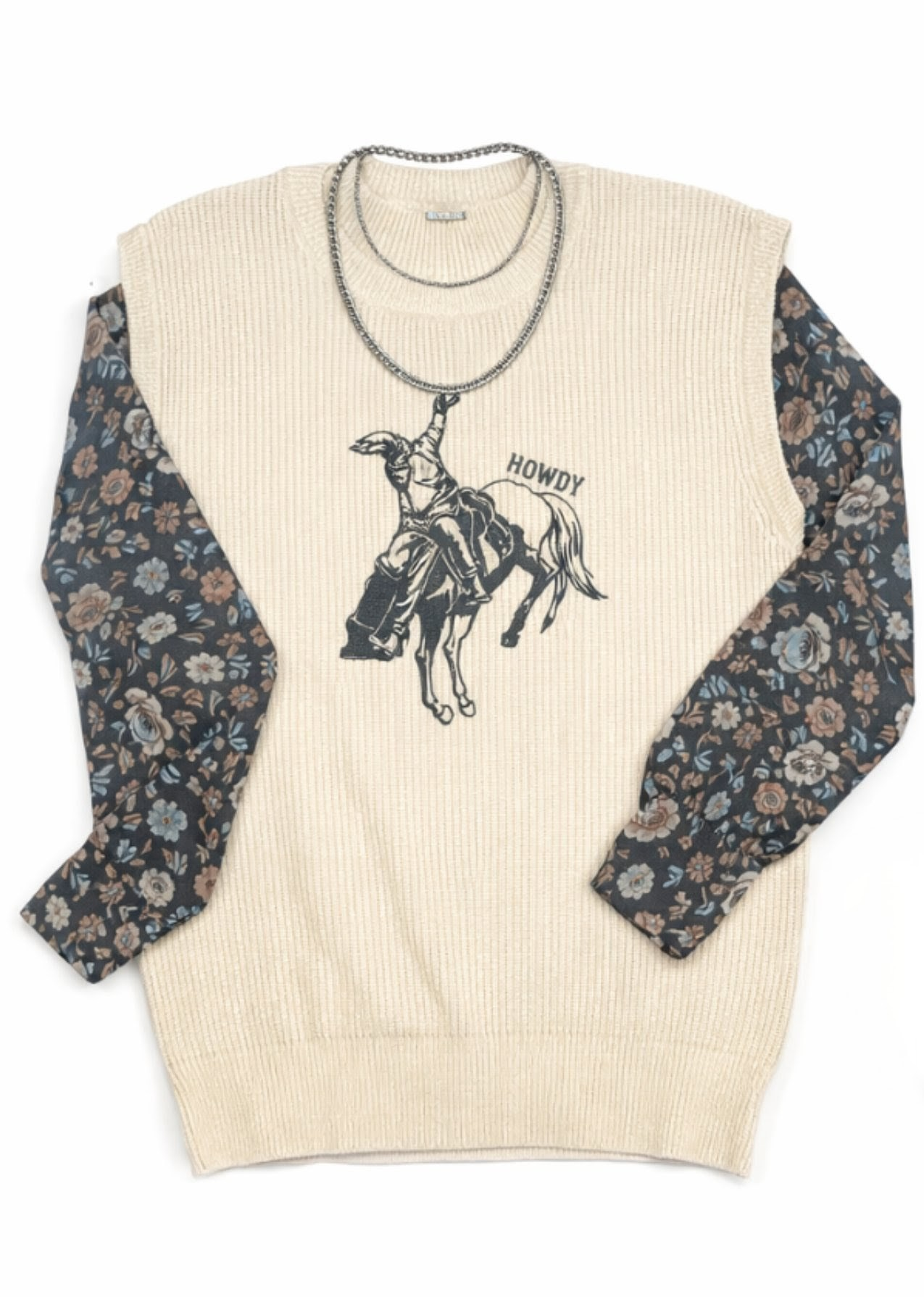 Floral Mesh Long Sleeve Top