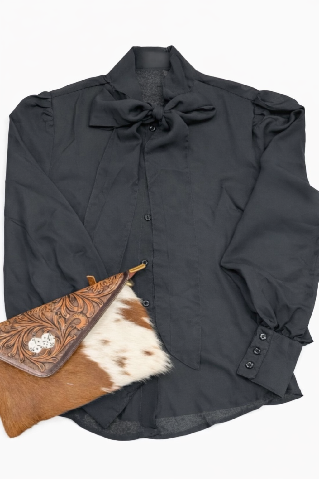 Fancy Black Bow Tie Top