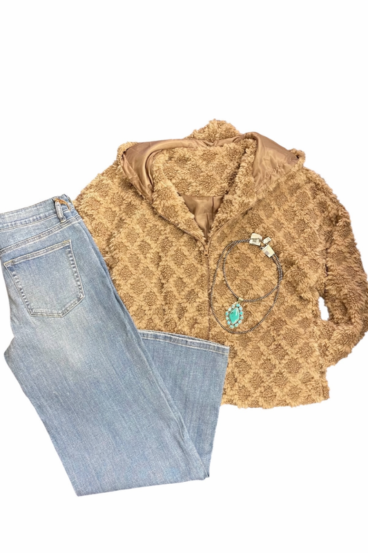 Chestnut Sherpa Diamond Zip Up