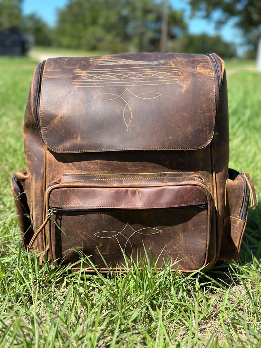 Boot Stitch Leather Bagpack