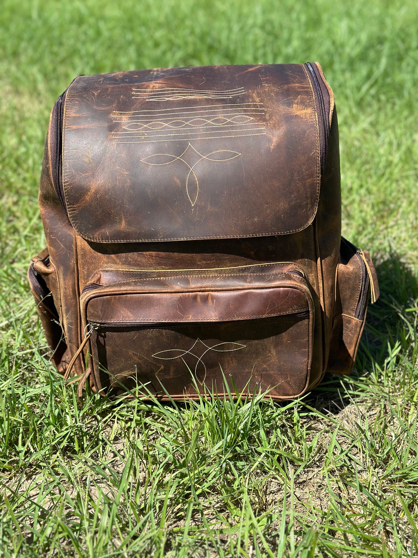 Boot Stitch Leather Bagpack