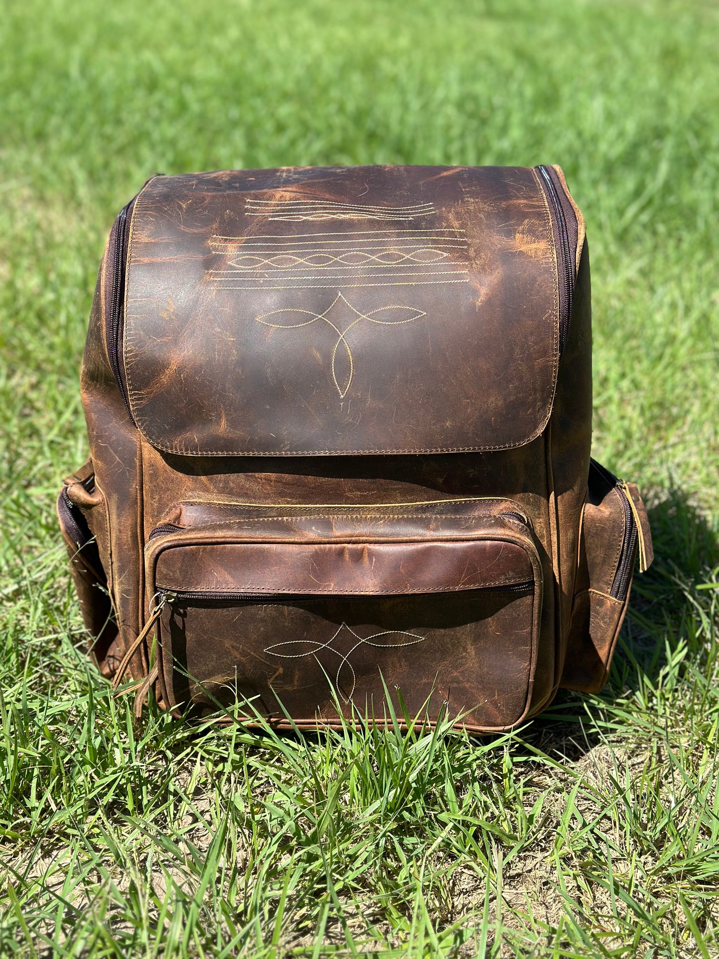 Boot Stitch Leather Bagpack