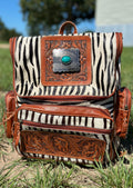 Zebra Concho Buckle Backpack