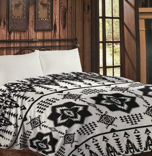 Black & White Aztec Blanket - King Size