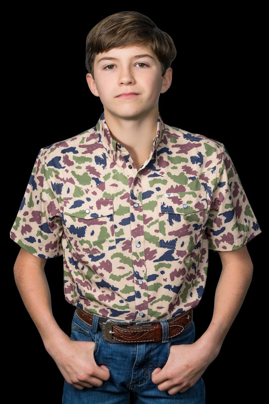 Kid's Camo Short Sleeve Snap Shirt
