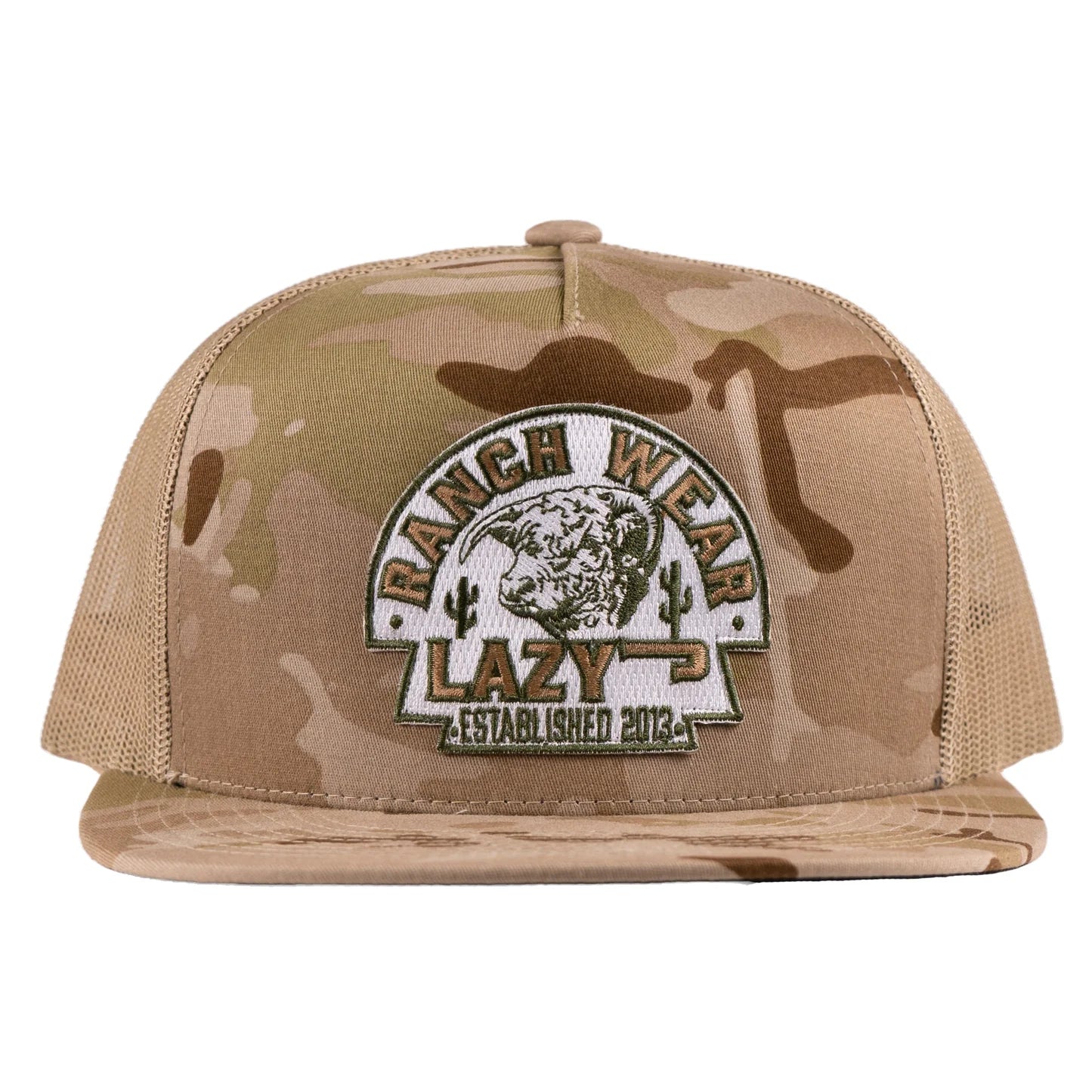 Lazy J Ranch Camo Olive Arrowhead Classic Five Panel Trucker Hat