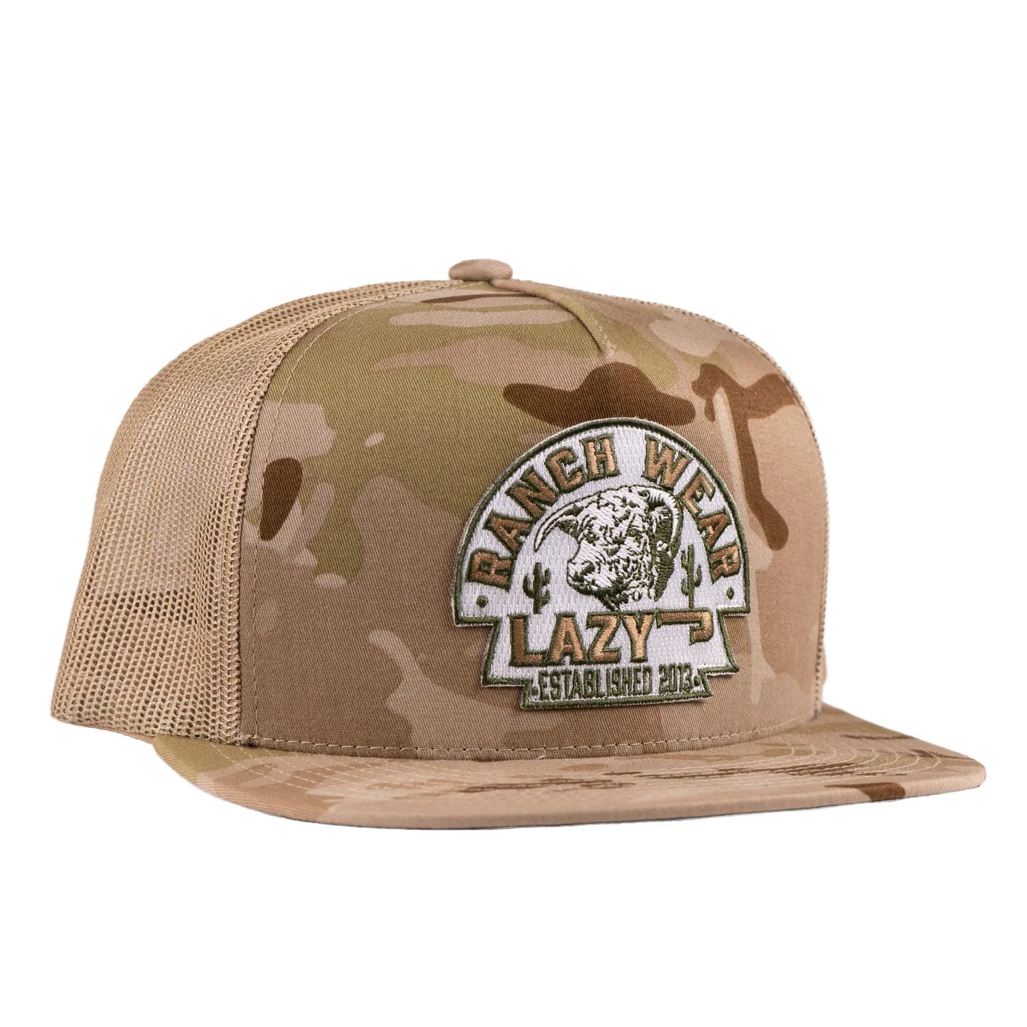 Lazy J Ranch Camo Olive Arrowhead Classic Five Panel Trucker Hat