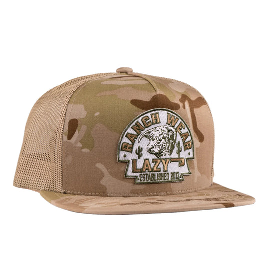 Lazy J Ranch Camo Olive Arrowhead Classic Five Panel Trucker Hat