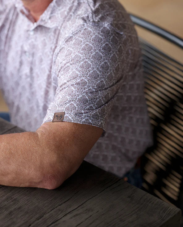 Lazy J Ranch Men's Print Performance Polo Shirt - Brown