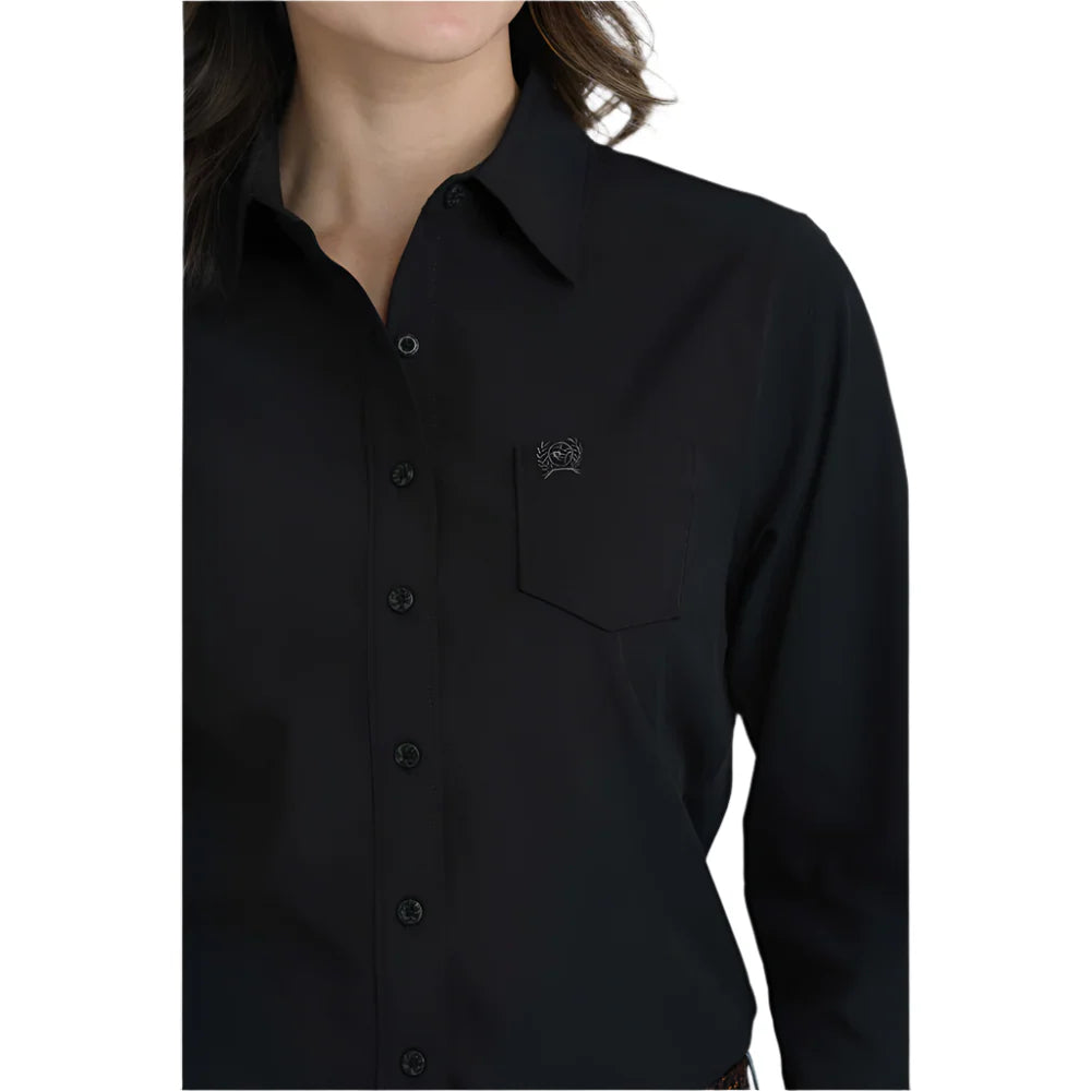 Cinch Women's Long Sleeve Arenaflex Button Up Western Shirt - Solid Black