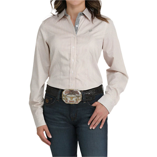 Cinch Women's Long Sleeve Button Up Western Shirt - Orange Stripe