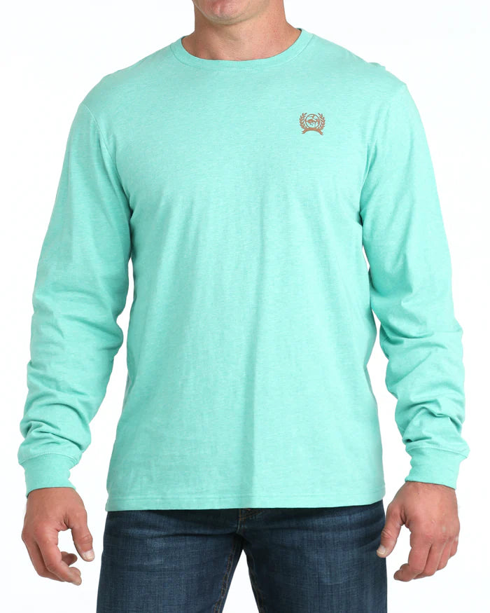 Cinch Men's Long Sleeve Graphic Tee- Turquoise Bronc