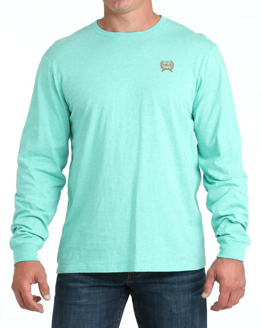 Cinch Men's Long Sleeve Graphic Tee- Turquoise Bronc